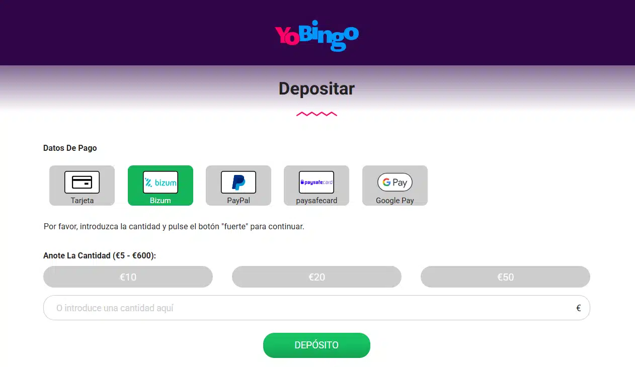 Pagos YoBingo