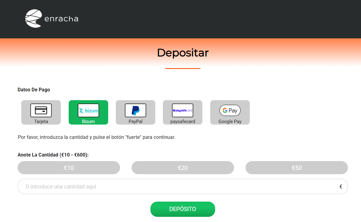 Depositar enracha